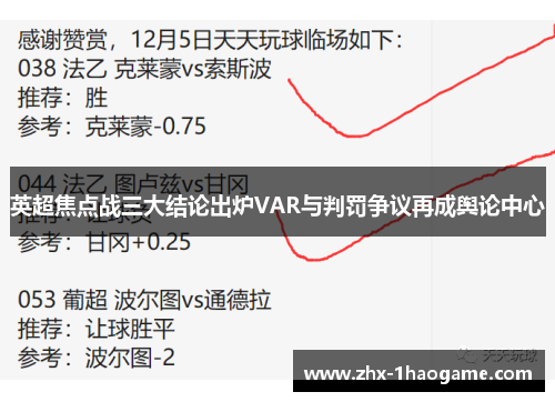 英超焦点战三大结论出炉VAR与判罚争议再成舆论中心 英超焦点战三大结论出炉VAR与判罚争议再成舆论中心